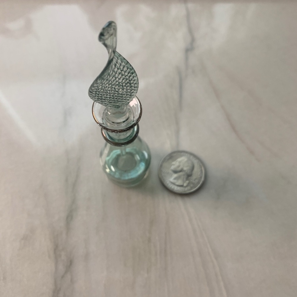 2199 Artisan Glass Mini Perfume Bottle with Green Accents - Picture 4 of 6